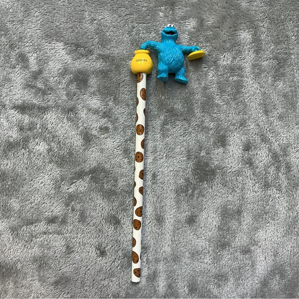 vintage Applause Muppets Inc Cookie Monster Pencil and twirling topper unused